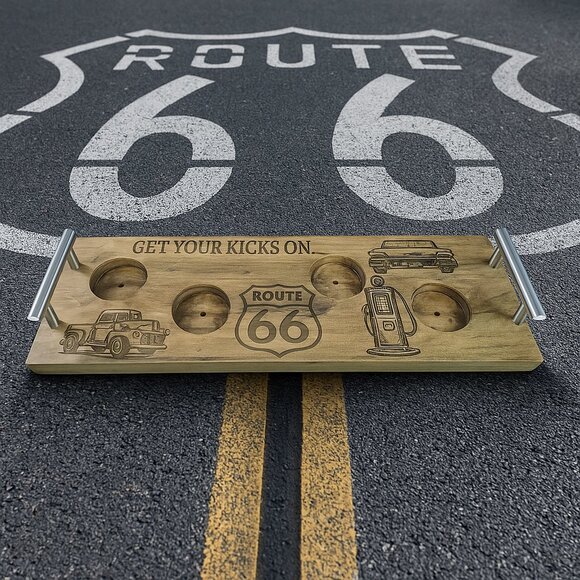 Bourbon Flight Board Flights Bourbon Pine Wood Serving Trays Tasting Boards - Picture 1 of 8